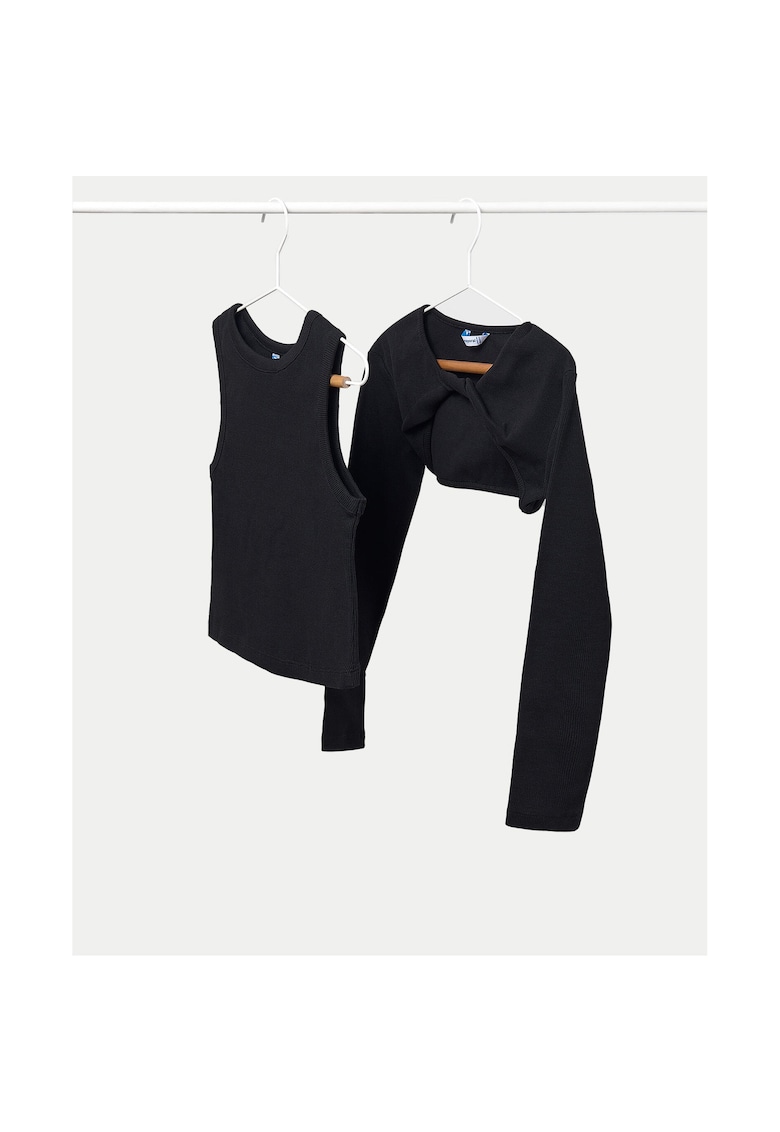 Bluza fete  6150 - Bumbac/Elastan - Negru - Negru