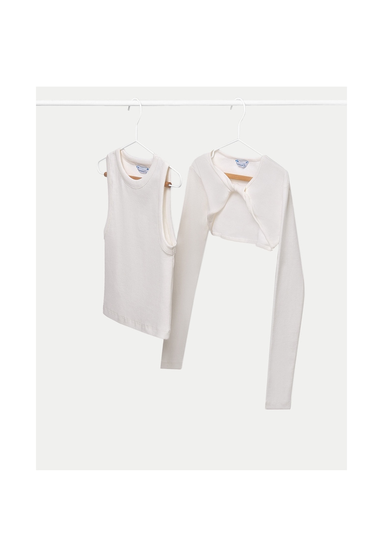 Bluza fete  6150 - Bumbac/Elastan - Ecru - Ecru