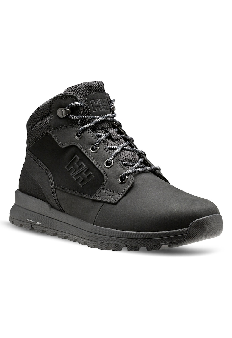 Bocanci trekking barbati  12038 - Piele naturala - Negru - Negru
