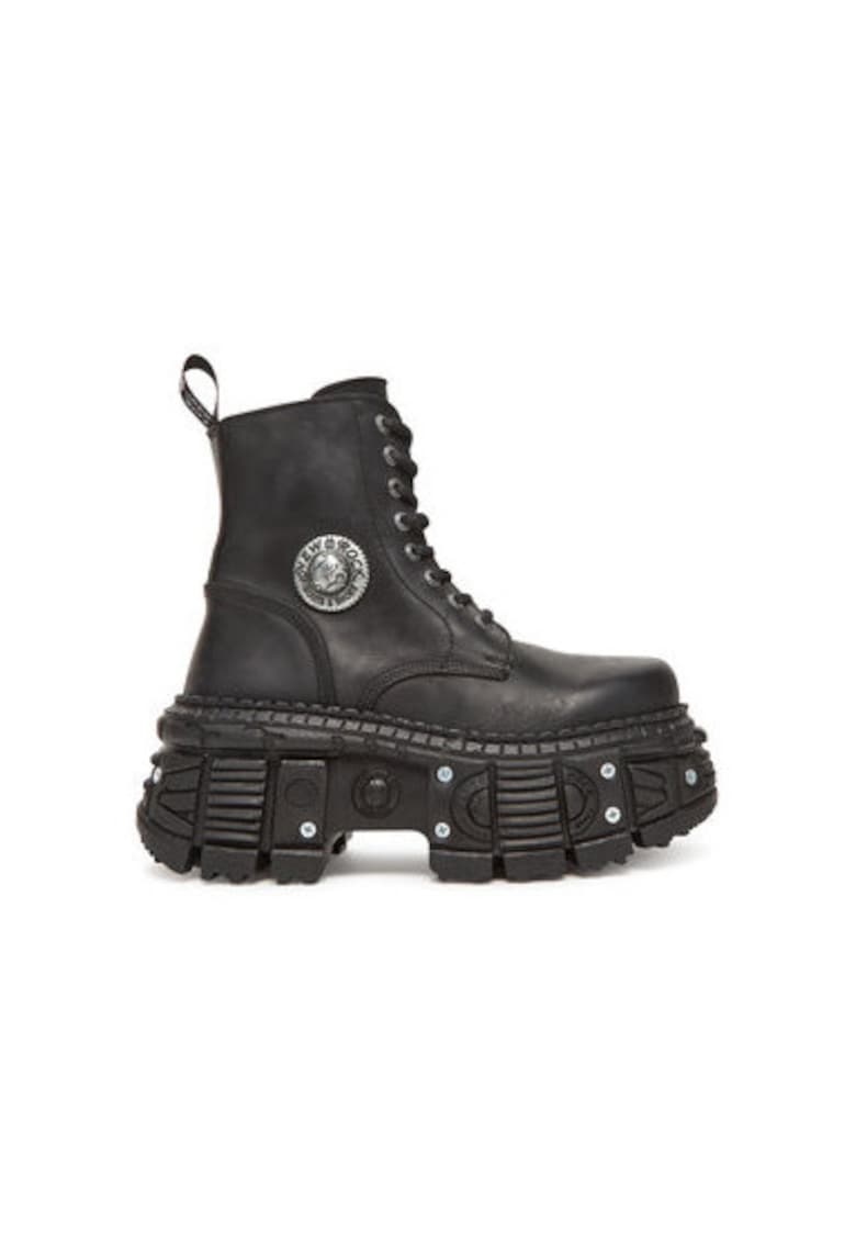 Botine dama  M-OVERZTANK001-C1 - Piele naturala - Negru - Negru