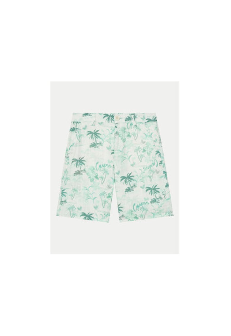 Pantaloni Scurti Din Amestec De In Cu Imprimeu Tropical -