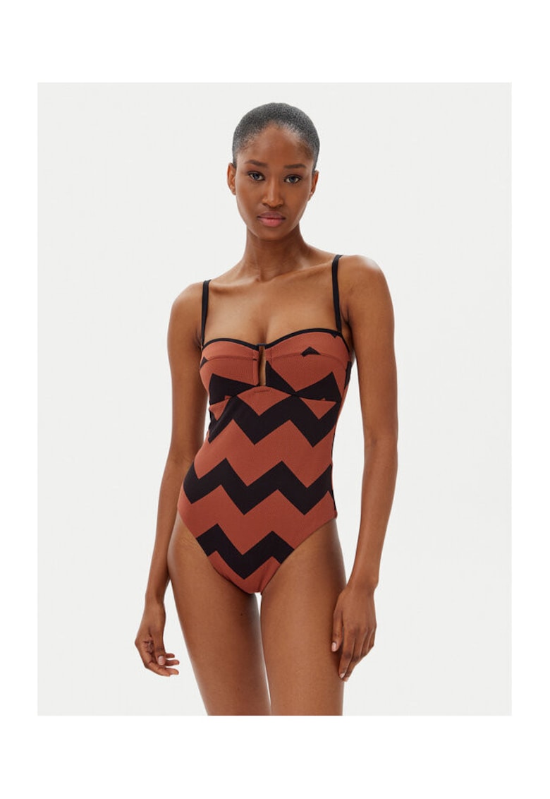 Costum de baie dama  C17RUK A04 - Poliamida/Elastan - Maro/Negru - Negru/Maro