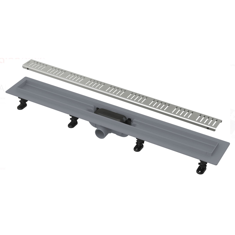Rigola de dus Alca Simple, cu gratar, inox, gri, diametru 4 cm, dimensiuni 55 x 6 cm