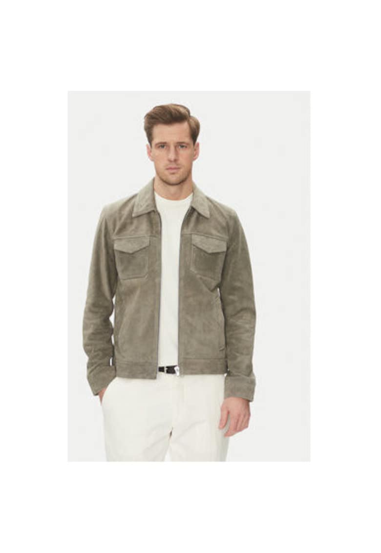 Geaca din piele barbati  CRED SUEDE - Piele naturala - Gri - Gri