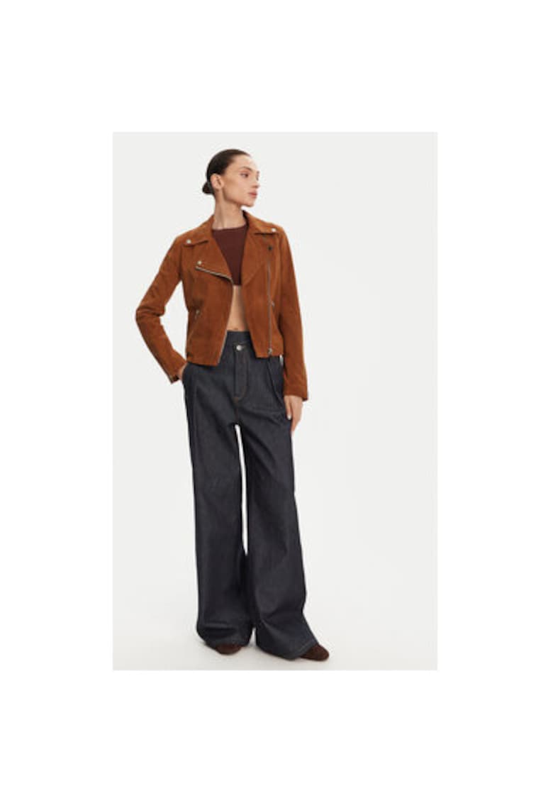 Geaca din piele dama  OXFORD VS - Piele intoarsa - Maro - Maro