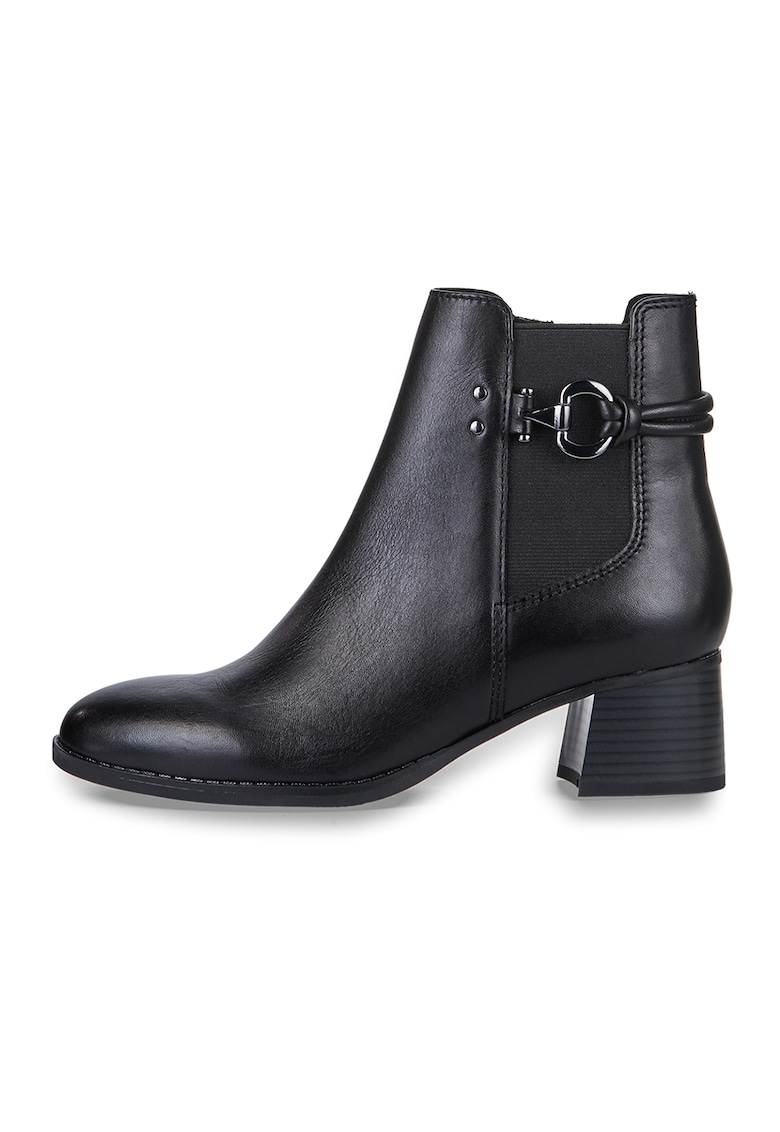 Botine de piele cu segment textil - Negru