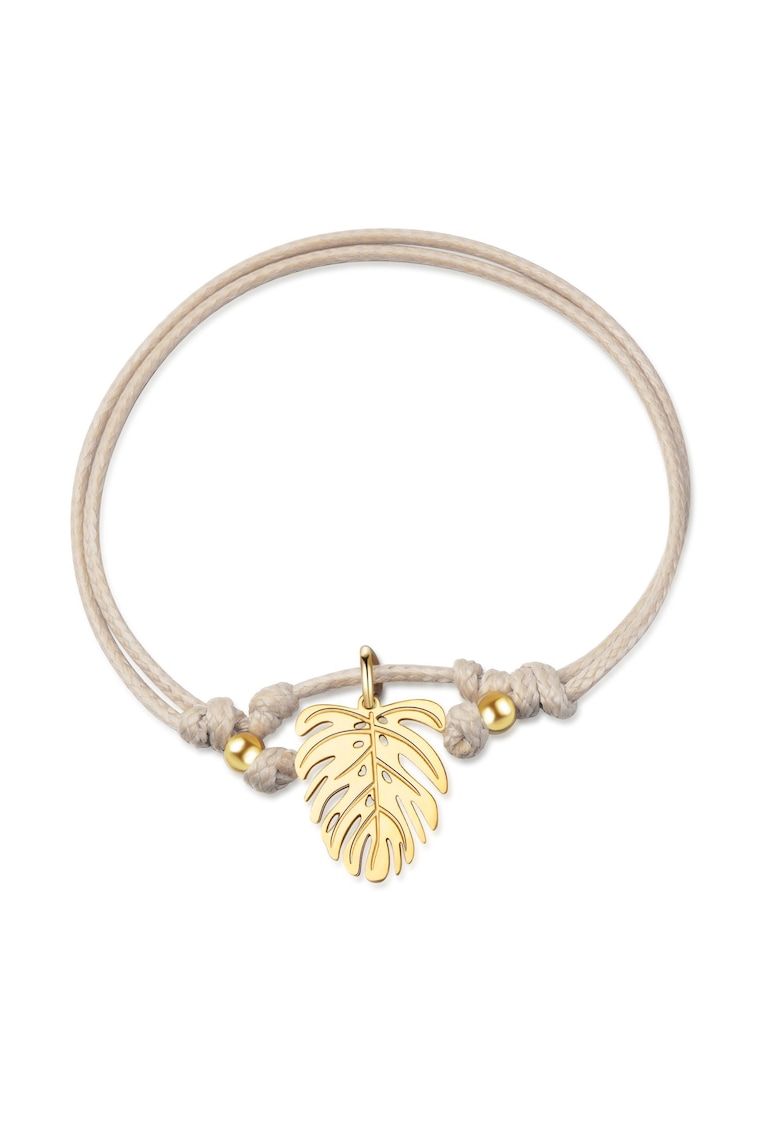 Bratara-snur cu talisman in forma de frunza Jungle - Auriu