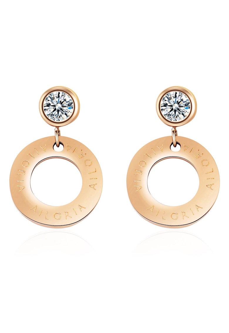 Cercei decorati cu cristale zirconia Agathe - Auriu rose