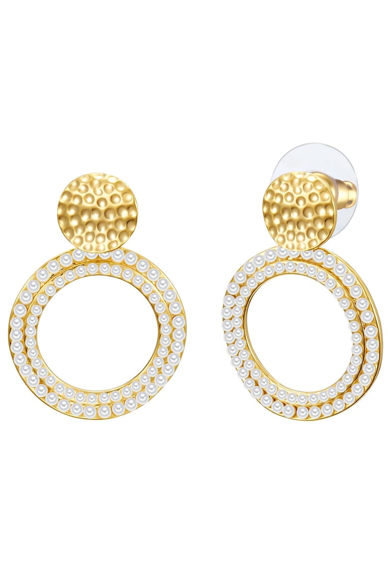 Cercei placati cu aur de 14K - cu zirconia 32097 - Auriu/Galben