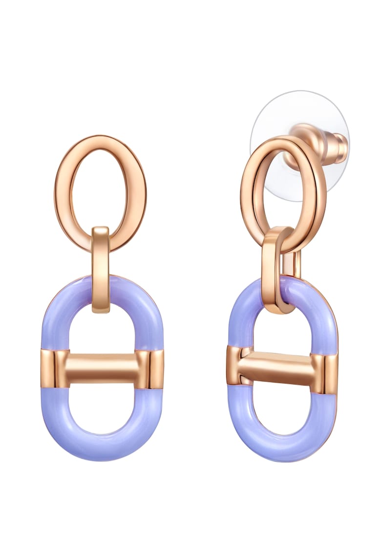 Cercei placati cu aur de 14K - cu emaill 32099 - Auriu rose