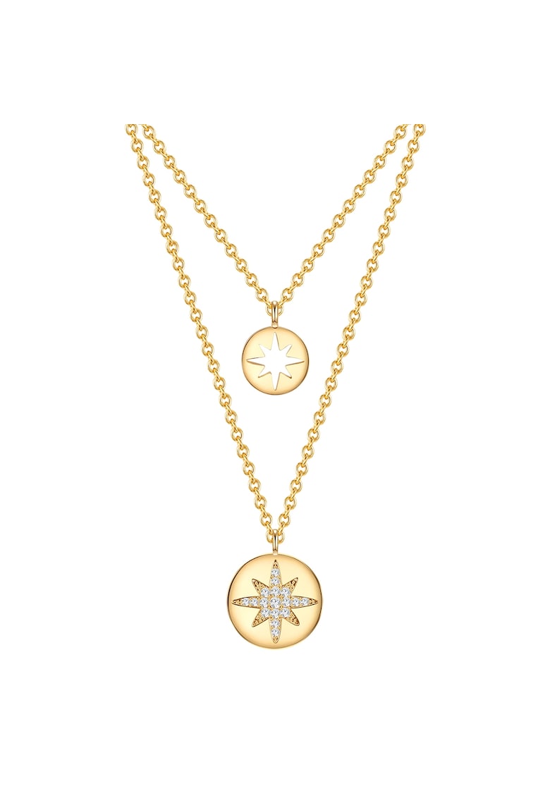 Colier placat cu aur de 14K - cu zirconia - Auriu/Galben