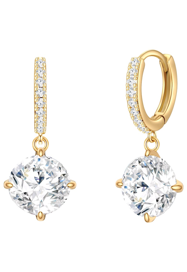 Cercei placati cu aur de 14K - cu zirconia - Auriu/Galben