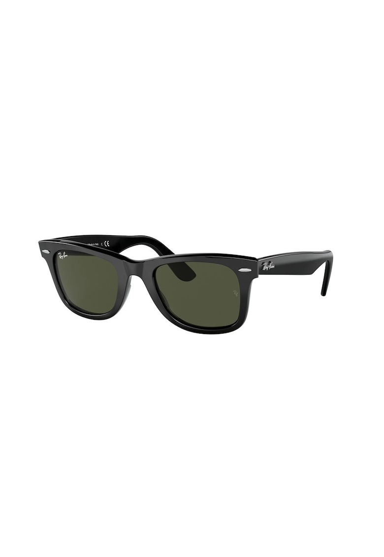 Ochelari de soare wayfarer unisex cu detaliu logo - Negru