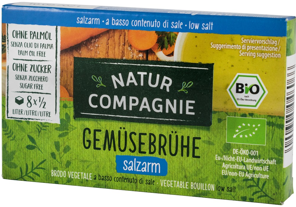 Supa bio de legume cu putina sare, 8 cuburi Natur Compagnie