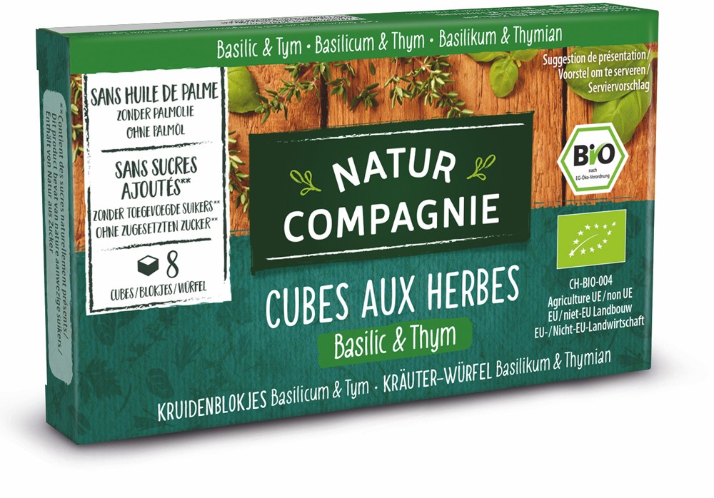 Cuburi bio cu verdeturi, busuioc si cimbru, 8 cuburi Natur Compagnie