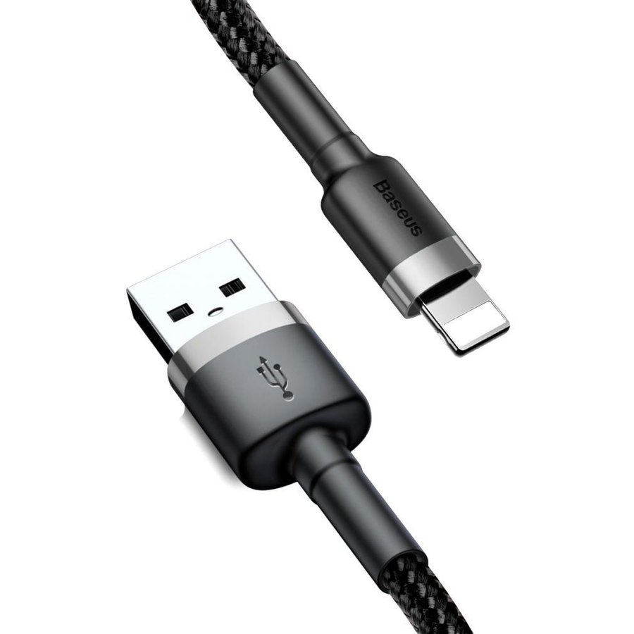 Cablu de date Cafule USB/Lightning 2m Negru/Gri