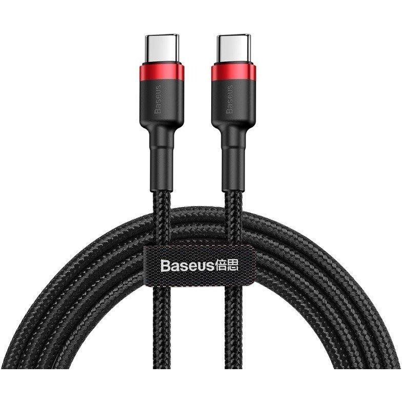 Cablu Date / Incarcare PD60W 2xUSB Type-C 1M Negru/Rosu