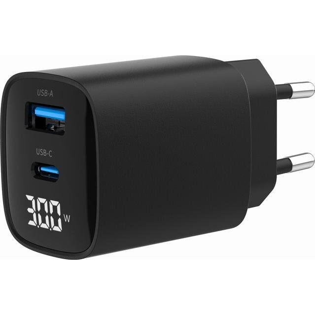 Incarcator Retea USB QC3.0 Type-C 30W PD LCD Negru