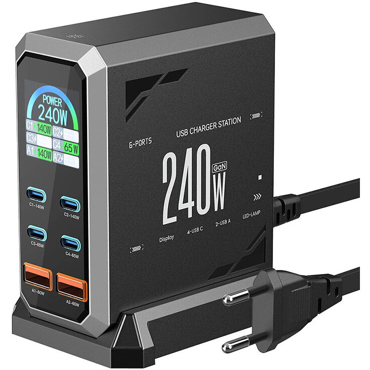 Incarcator BW-S31, 240W, 4xUSB-C, 2xUSB-A, Negru