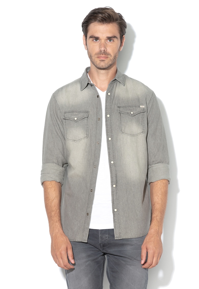 Camasa slim fit cu buzunare pe piept Sheridan - Gri