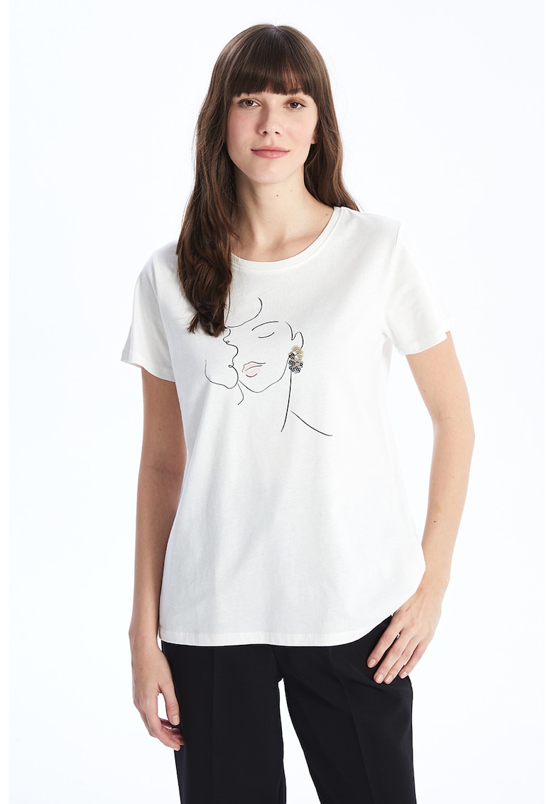 Tricou de bumbac cu imprimeu grafic - Alb optic