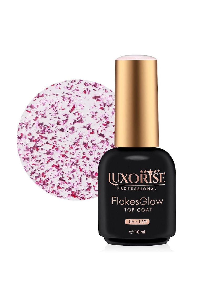 Top Coat  - FlakesGlow Pink Passion 10ml