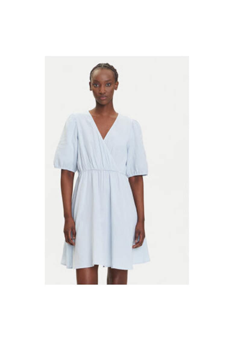 Rochie din bumbac organic cu decolteu cache-cour - Albastru deschis