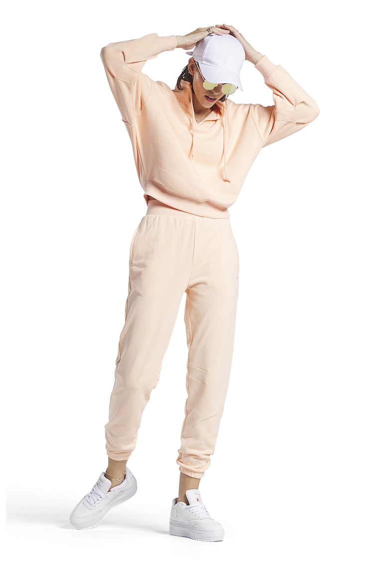 Pantaloni sport cu talie inalta si detaliu logo Classics - Piersica