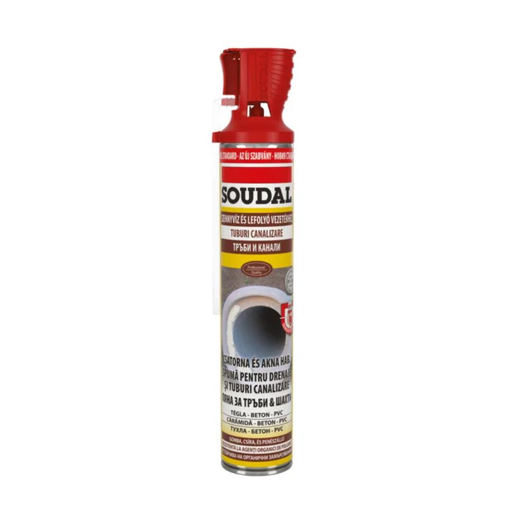 Spuma poliuretanica pentru tubulatura canalizare Soudal, 750 ml