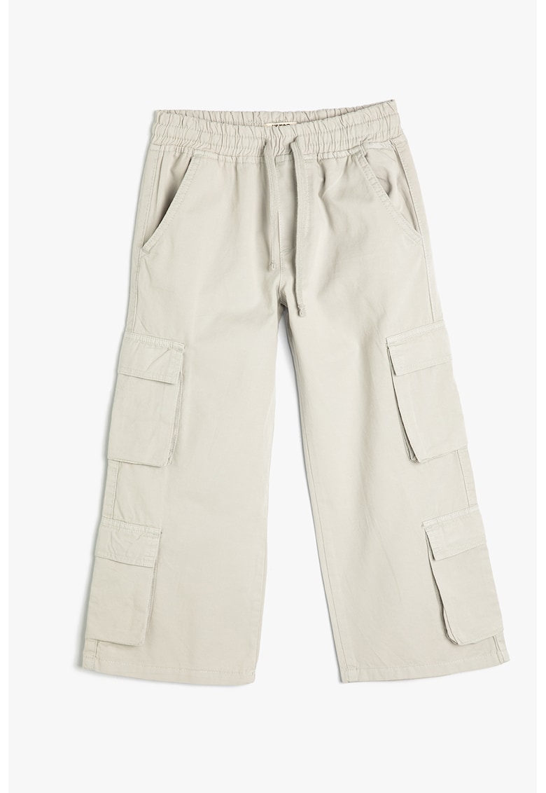 Pantaloni cargo cu snur in talie - Alb murdar