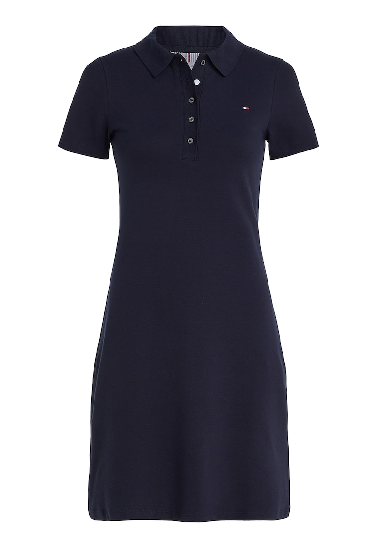 Rochie scurta cu fenta cu nasturi - Albastru ultramarin