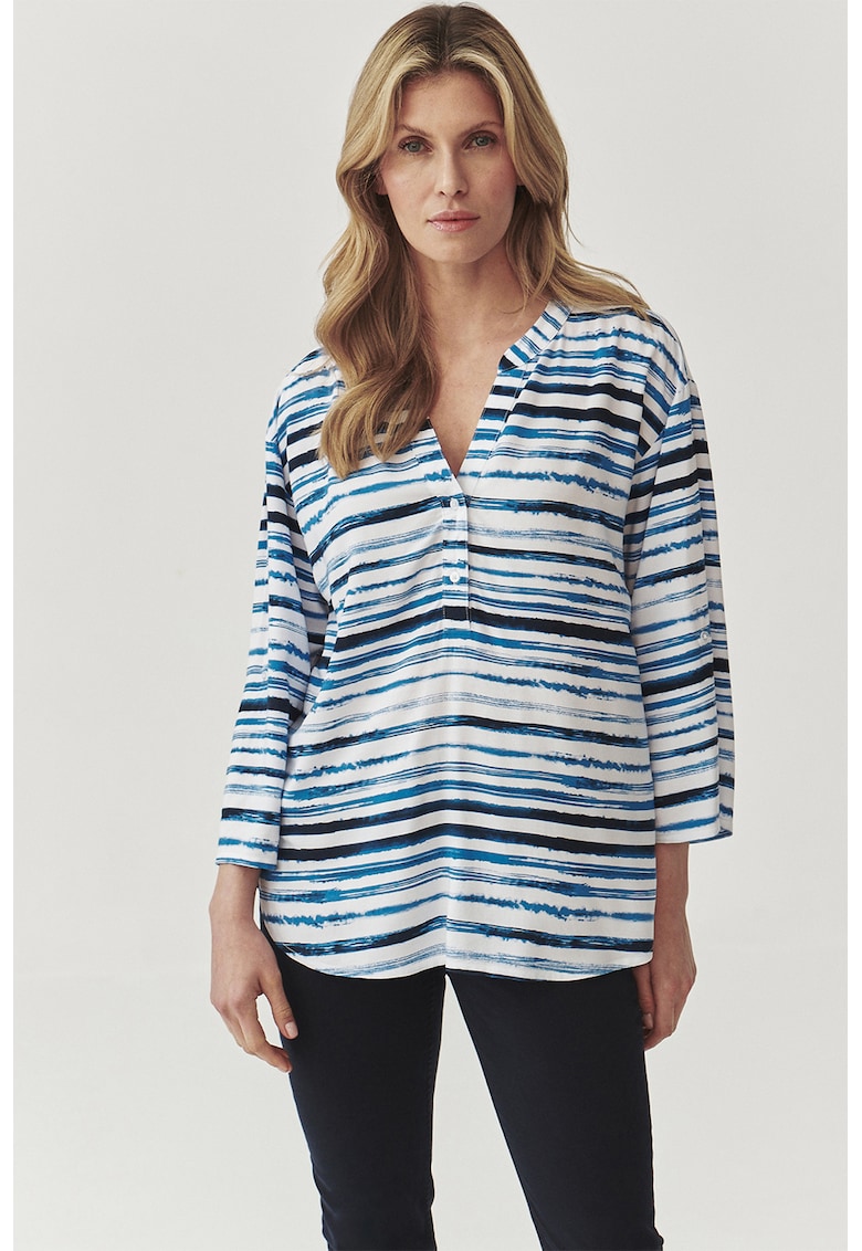 Bluza lejera cu model in dungi - Alb/Albastru