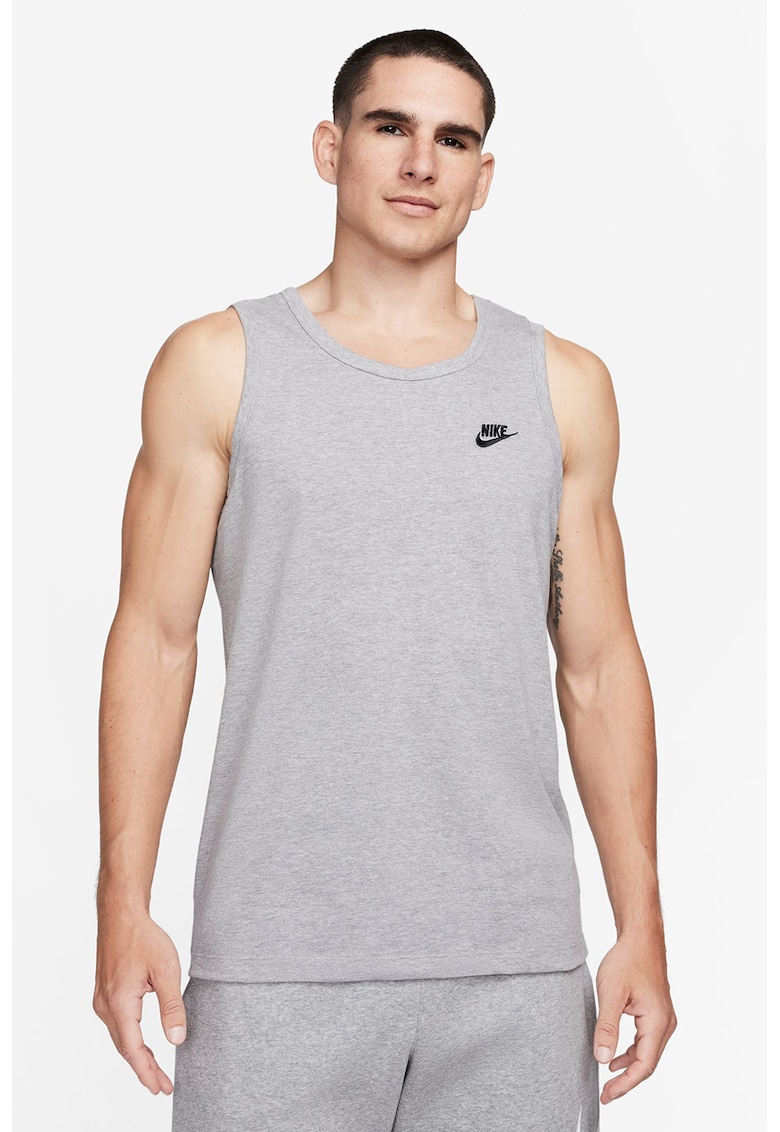 Top cu broderie logo pe piept Sportswear - Gri melange
