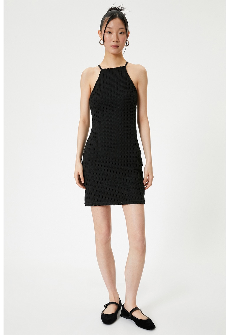 Rochie mini cu decolteu halter - Negru