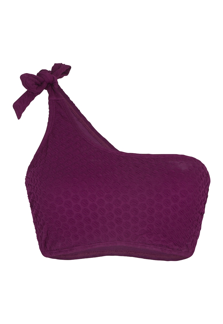 Bustiera de baie cu decolteu pe un umar - Violet