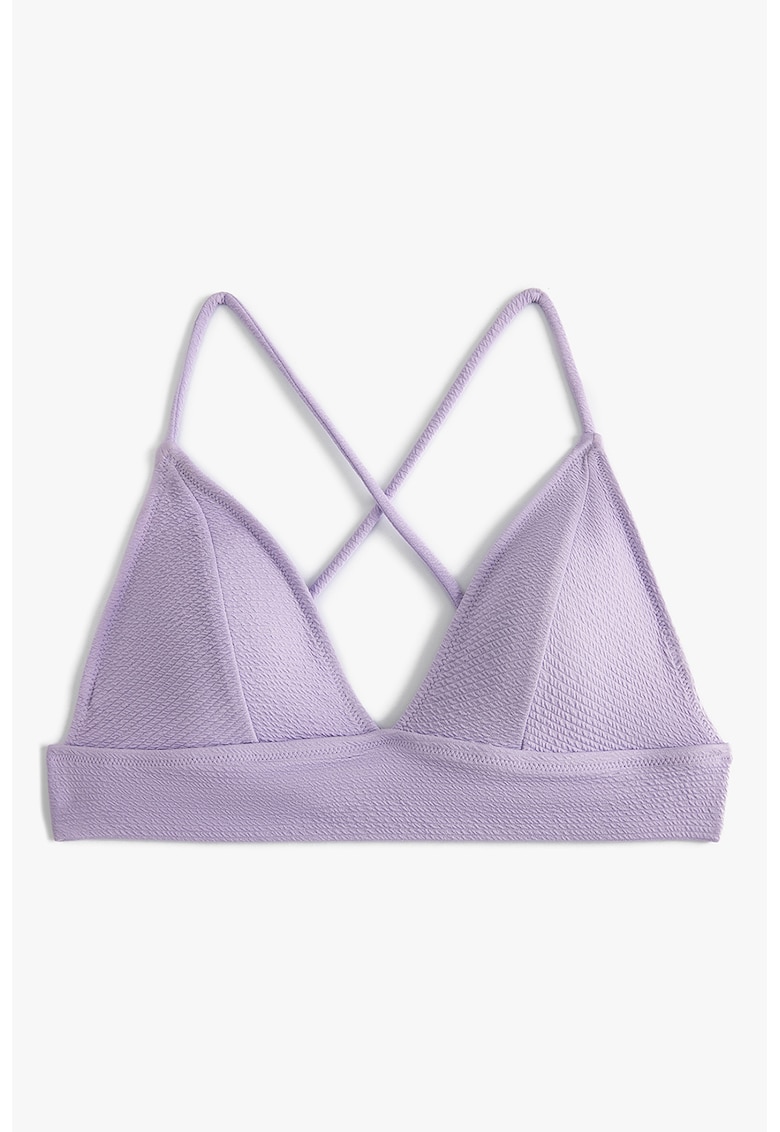 Sutien de baie cu cupe triunghiulare si aspect texturat - Lila