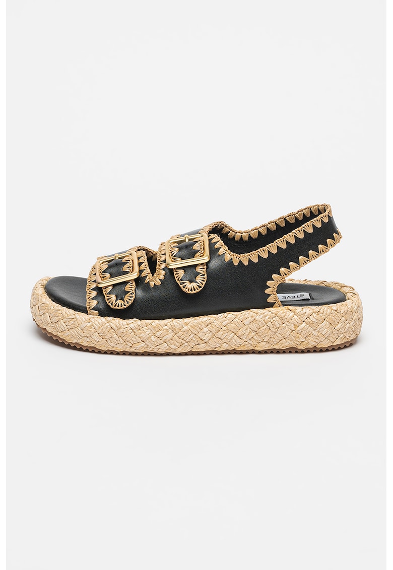 Sandale slingback din piele - Negru/Bej