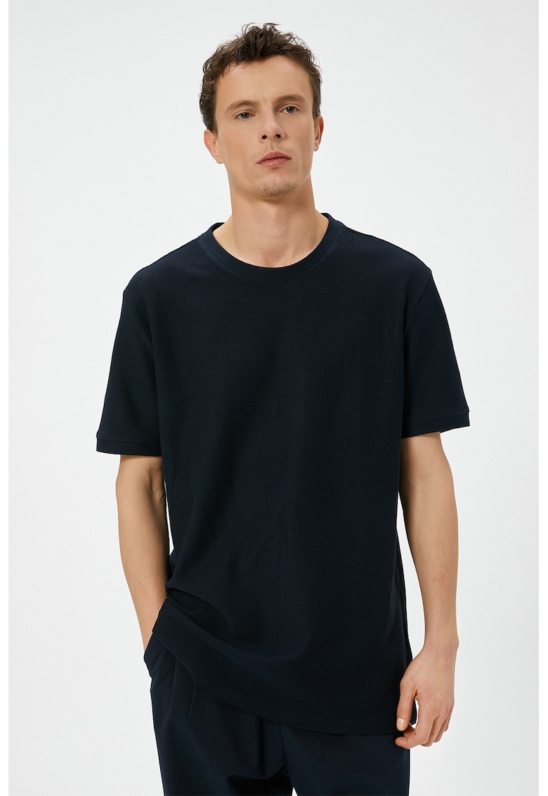 Tricou slim fit texturat - Negru