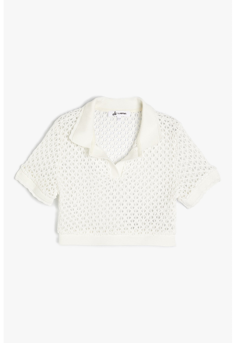 Tricou polo cu perforatii - Alb optic