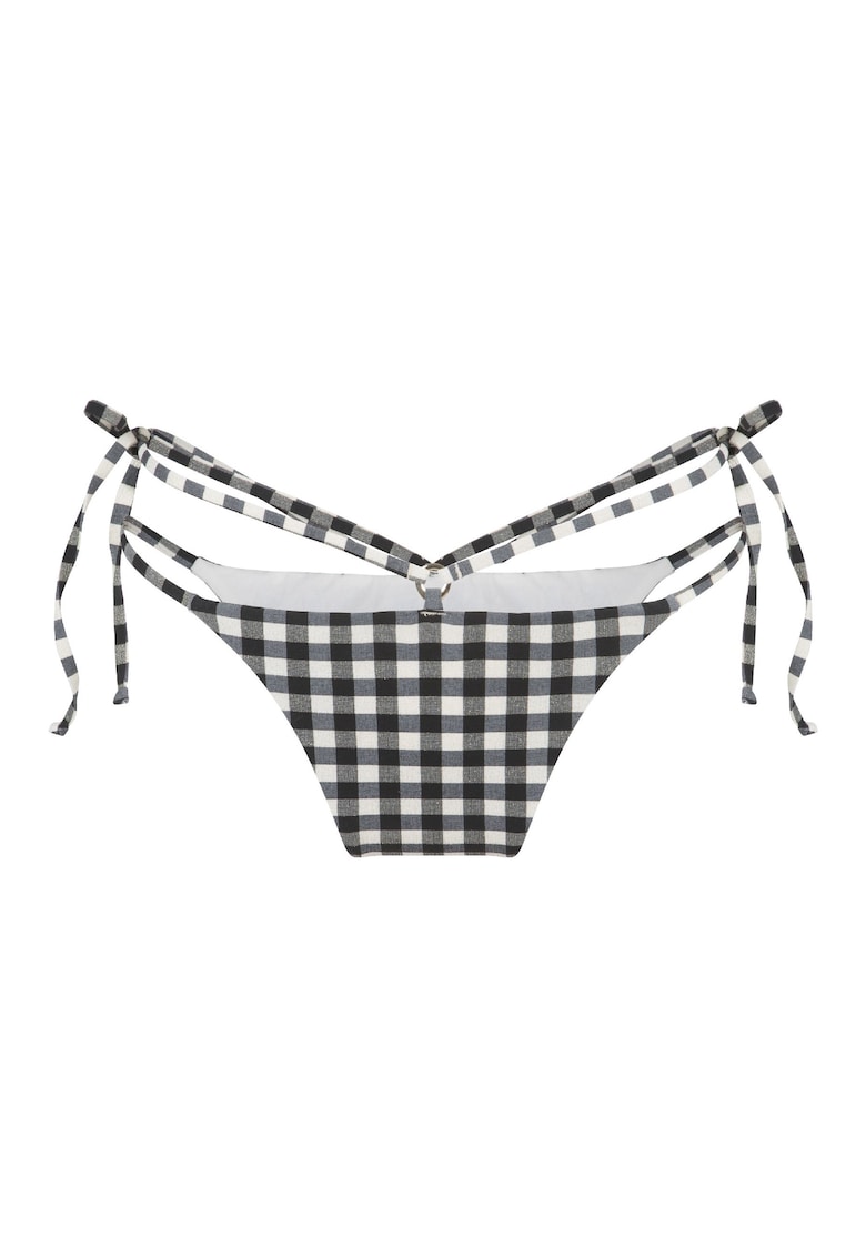 Slip brazilian cu bretele decorative 31381 - Alb/Negru
