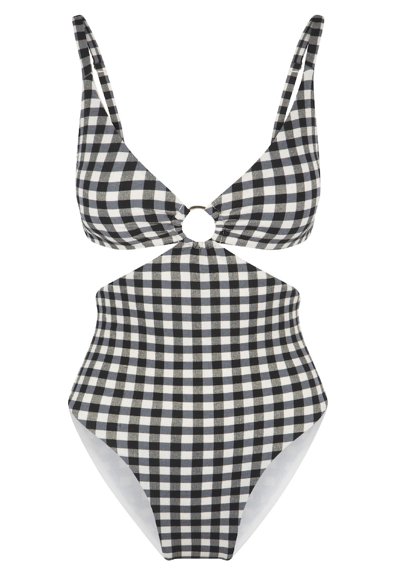 Costum de baie intreg cu model in carouri 31379 - Alb/Negru