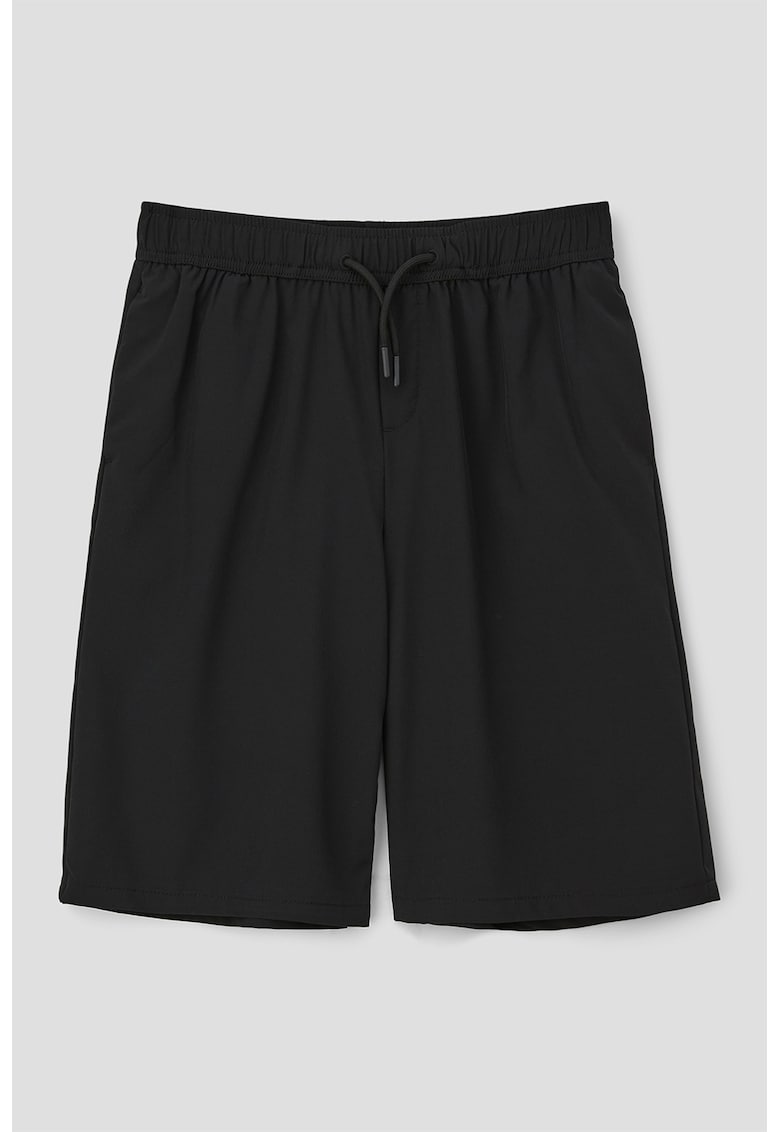 Pantaloni scurti uni cu talie ajustabila - Negru