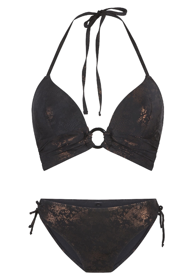 Costum de baie din doua piese - cu accente stralucitoare 31453 - Negru/Multicolor
