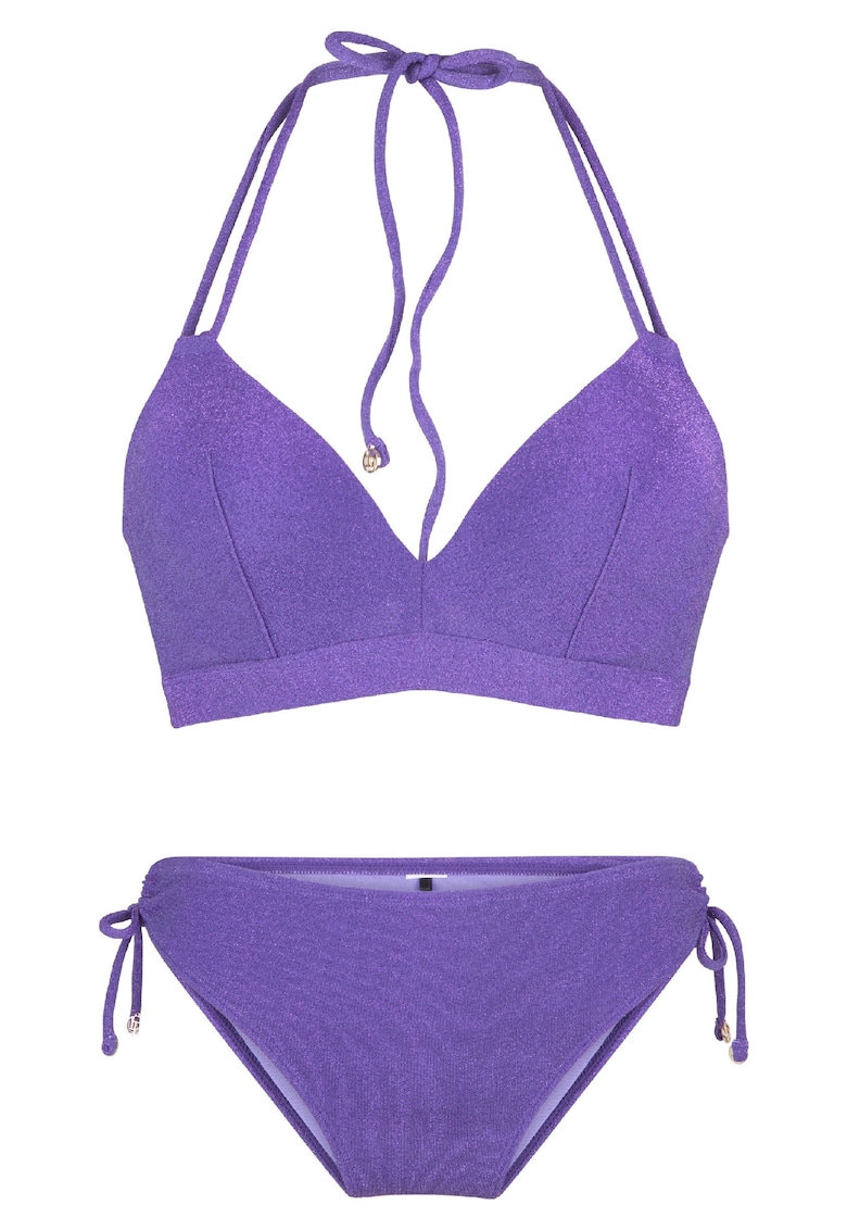 Sutien de baie cu burete si particule stralucitoare - Violet