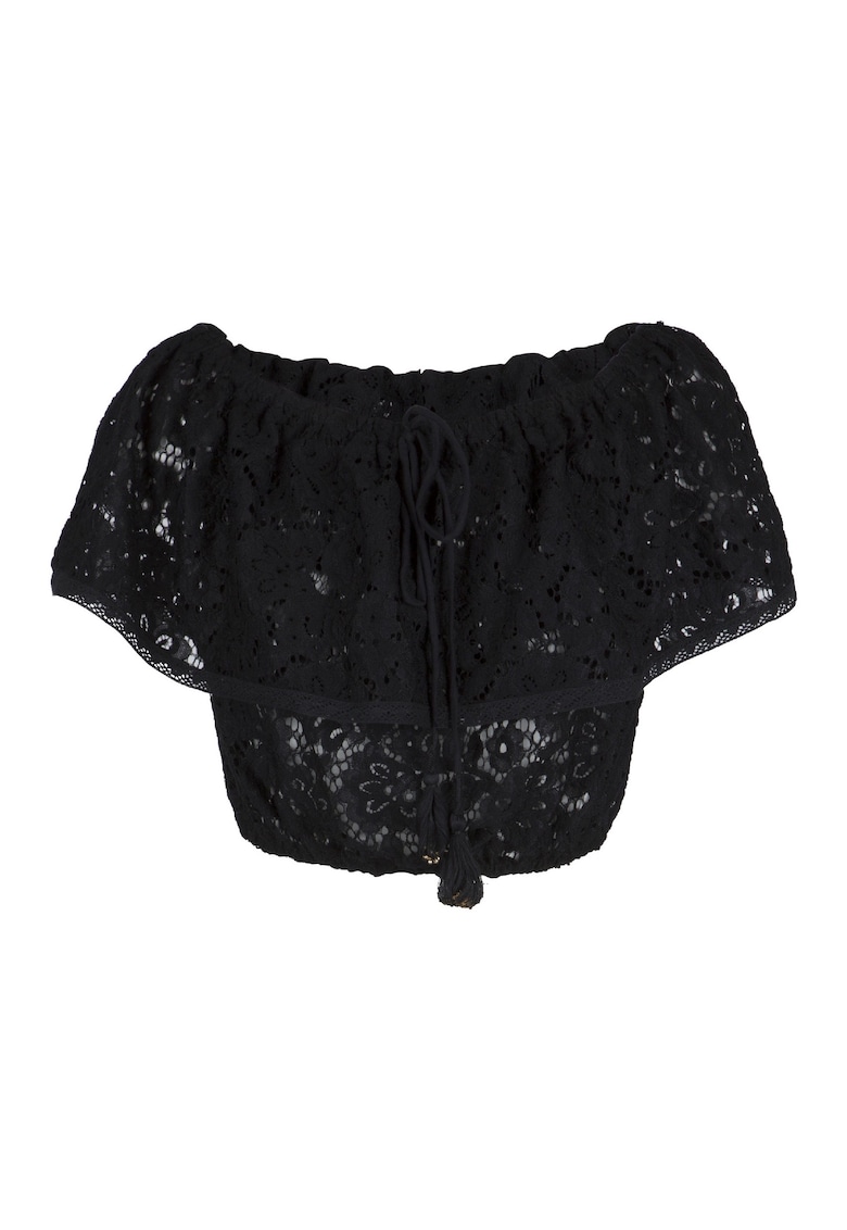 Bluza crop din dantela - pentru plaja - Negru