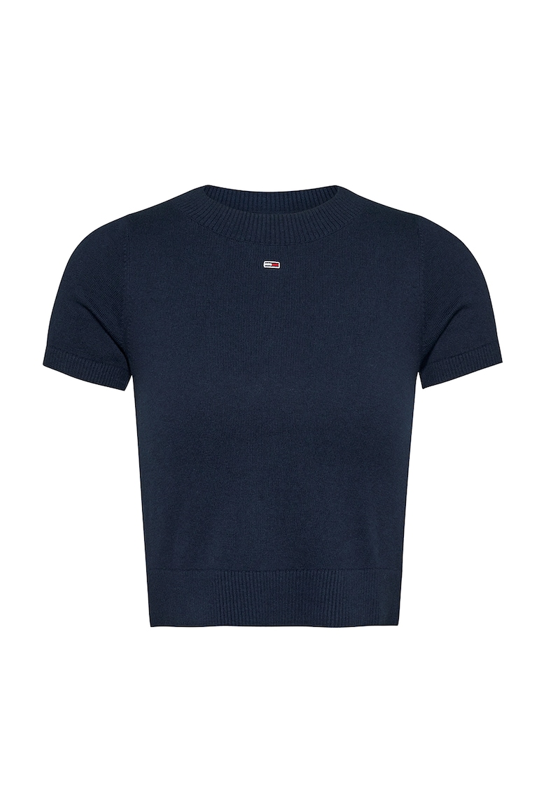 Tricou crop tricotat - Bleumarin