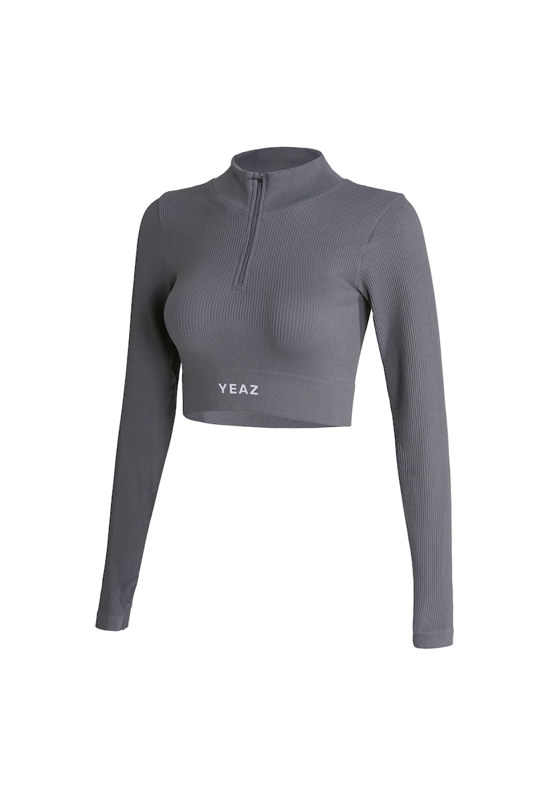 Oferte la Bluza crop cu fermoar scurt pentru antrenament - Gri
