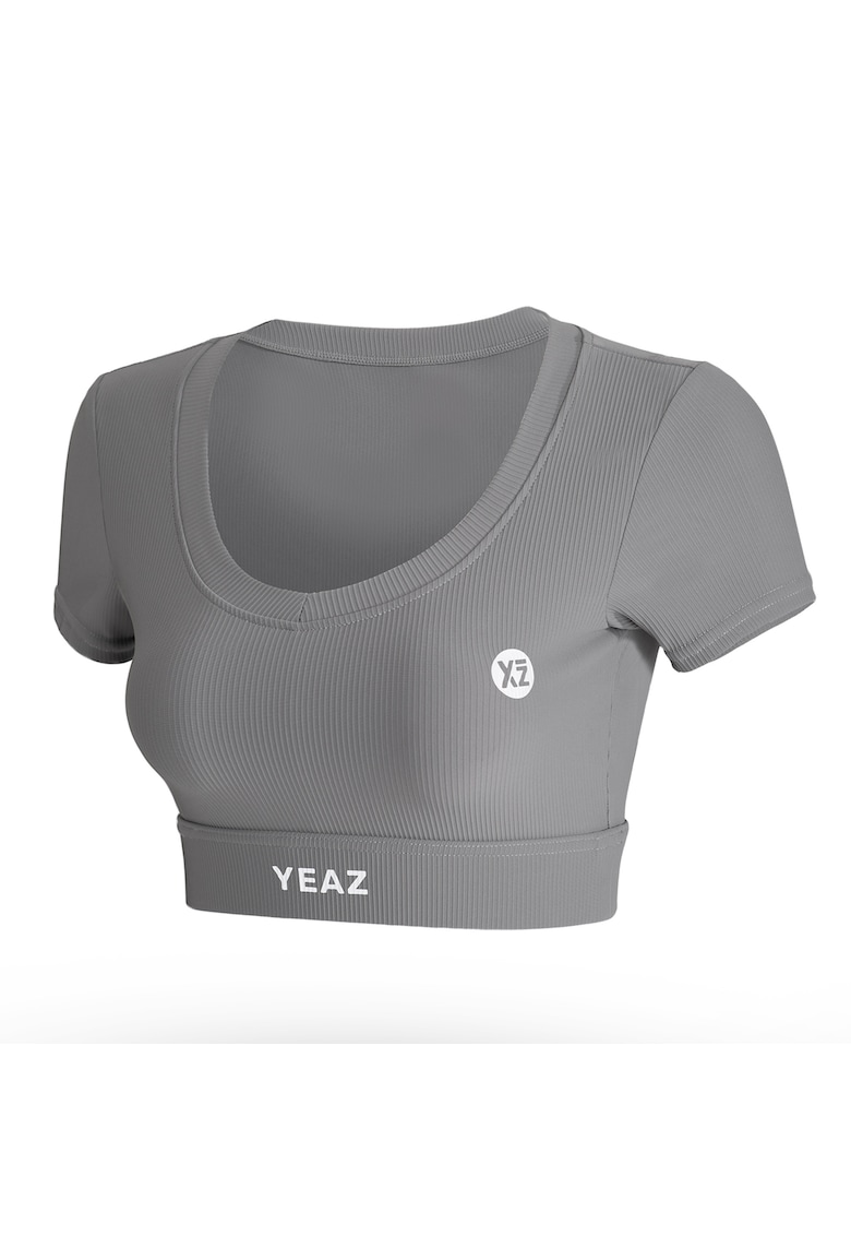 Oferte la Tricou crop pentru fitness - Gri