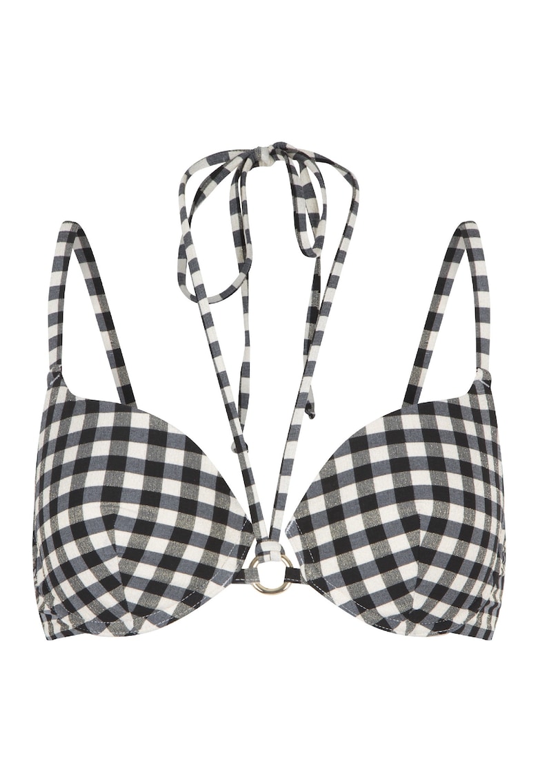 Sutien de baie cu model in carouri 31385 - Alb/Negru