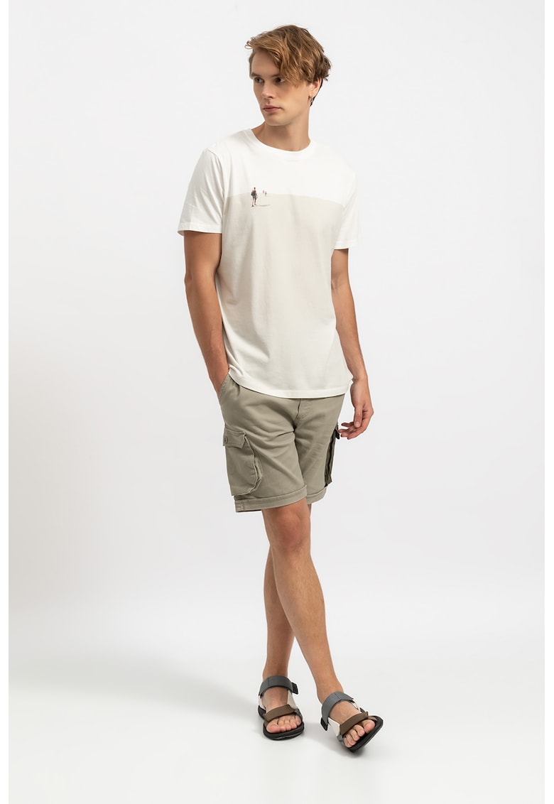 Tricou unisex cu imprimeu grafic - Alb murdar/Bej deschis